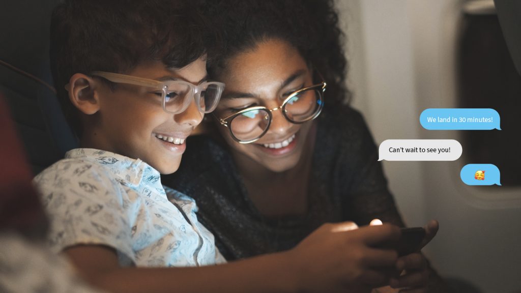 Children Texting with Panasonic Avionics Connectivity